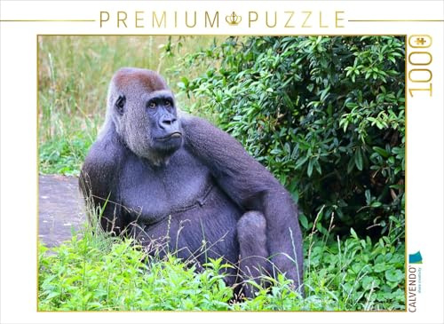 CALVENDO Puzzle Westlicher Flachlandgorilla – Tiefenentspannt im Paradies | 1000 Teile Lege-Größe 64 x 48 cm Foto-Puzzle für glückliche Stunden