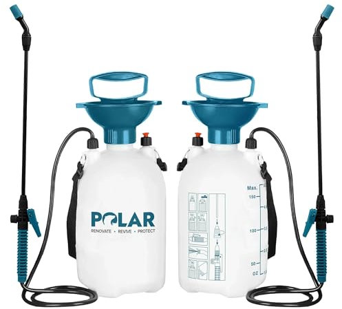 Polar Pump Action Garden Sprayer - 5 Litre - Garden Pressure Spray Gun With Safety Valve - Adjustable Comfort - 1.3m Hose Wand - Use With Weed Killer, Pesticides, Herbicides