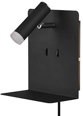 Trio Leuchten LED Wandleuchte Element 222570232, Metall Schwarz Matt, 1 x 3 Watt LED, USB Ladebuchse