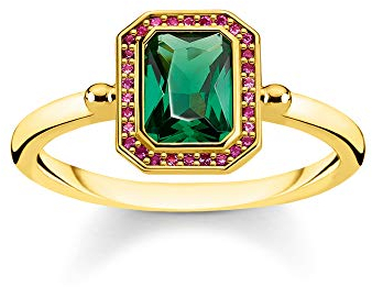 Thomas Sabo Damen-Ring Steine Rot und Grün gold 925 Sterlingsilber gelbgold vergoldet TR2264-973-7-50