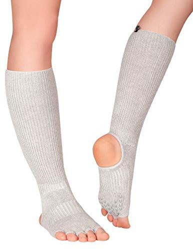Knitido Plus Nodoka, Wadenlange Stulpen für Yoga und Pilates, mit Zehen und Antirutsch, Größe:39-42, Farbe :Hollyhock (11)