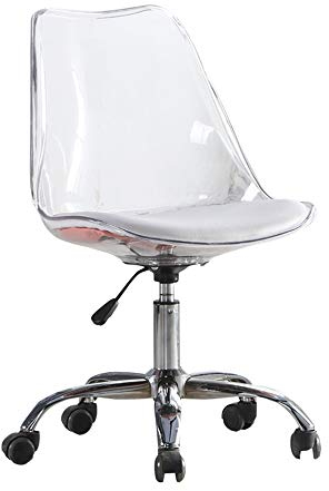 Drehstuhl Transparent Zurück Drehstuhl, Einfacher Abhebbarer Computer Stuhl Drehbare Haushalt Kleiner Stuhl Studie Bürostuhl Mit Schwammkissen, 2 Farben Arbeitsstuhl (Color : White)