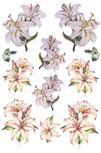 Ideen mit Herz Stickerbogen 3-D Relief-Sticker | Aufkleber | Hochwertig geprägt mit 3-D-Effekt | Din A4 Bogen mit verschiedenen Motiven (Lilien 02)