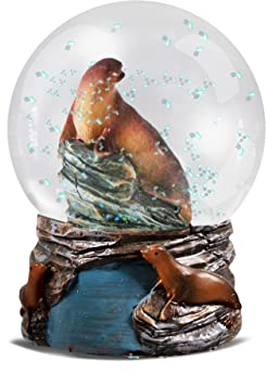 Water Globe - Robben von Deluxebase. Robben Schneekugel mit Harzfigur und geformter Basis. Tolle Wohndekoration, Ornamente und Geschenke.
