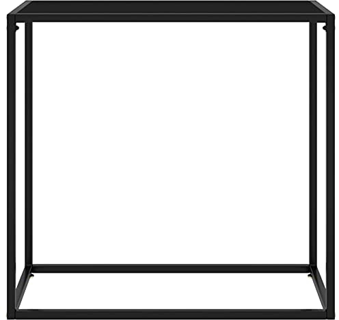 Tidyard Konsolentisch Beistelltisch Glasplatte und Stahlbeine Flurtisch Sideboard Frisiertisch Wandtisch Schminktisch Ablagetisch Schlafzimmertisch Wohnzimmertisch Schwarz 80x35x75 cm Hartglas