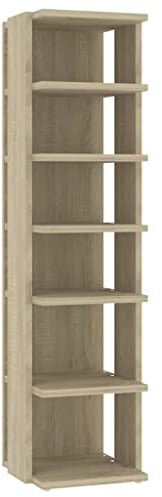 vidaXL Schuhschrank mit 6 Fächern Schuhablage Schuhregal Schuhaufbewahrung Schuhständer Schuhorganizer Sonoma-Eiche 25x27x102cm Holzwerkstoff