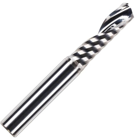 Rennie Tools 1/4 x 32mm Flute x 1/4 Shank Solid Carbide Single Flute Spiral Router Cutter Bit End Mill for ACM, Aluminium, PVC, Acrylic and Hard Woods. (6.35mm) 1/4 Router Bit