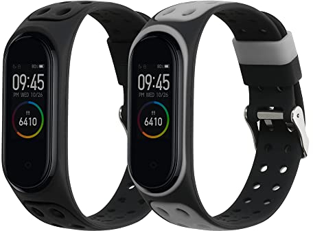 kwmobile 2x Cinturino TPU Silicone Fibbia Compatibile con Xiaomi Mi Band 4 Cinturino - Cinturini 14-22 cm