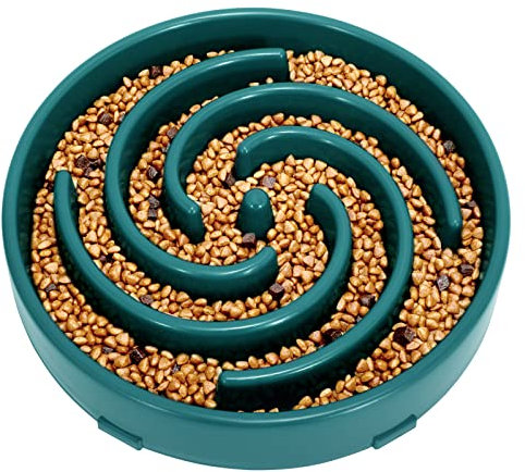 LEACOOLKEY Large Slow Feeder Dog Bowl,Maze Interactive Slow Eating Feeder Bowls, Anti Gulping Healthy Eating,Stop Bloat Pet Slow Down Feeding Dishes for Medium/Big Dogs, Dark Green