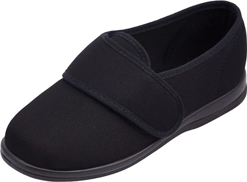 Cosyfeet Jilly - Black - 8-6E Width - Extra Wide Women's Fabric Shoes