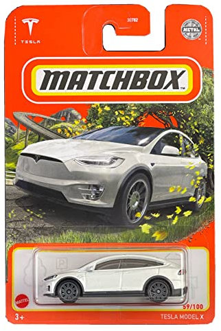 Matchbox Tesla Model X 59/100 - Modellino di auto pressofuso in scala 1:64, colore: Bianco