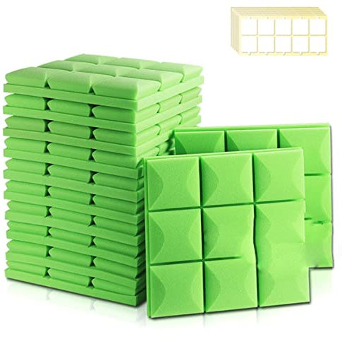 Lot de 12 panneaux d'isolation acoustique murale en mousse pour studio de musique, isolation phonique de porte, accessoires de maison, 12-MGT, vert, densité moyenne, 12 pièces