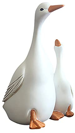 Gans Deko Tiere Figuren Gans Gartendeko für Draußen Dekofigur Garten Deko Figuren Gans Gartenstatuen Tiere für Außen Deko Skulptur aus Polyresin für Drinnen und Draußen Terrassen (2PCS, One Size)