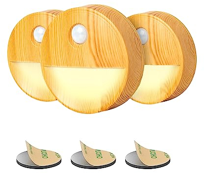 Proxinova Sensor Lights: Motion Sensor Light, Battery-Powered Night Light, Wireless LED Motion Sensor Light for Bathrooms, Cupboards, Stair Lights Ideal Night Light for Hallwaym, Pack of 3 Warm White