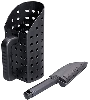 Set di 2 Cucchiai e Pala per Sabbia, Strumento per Scavare Tesori, Metal Detector Sotterraneo con Manico per Filtrare e Scavare da Adulti e Bambini
