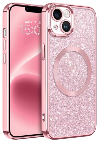 GaoBao iPhone 14 Hülle Glitzer, Handyhülle iPhone 14 Glitzer für MagSafe, Keine Vergilbung, Kratzfeste, Dünn Weiches TPU Stoßfeste Ganzkörperschutz Glitzer Hülle für iPhone 14 6.1, Rosa