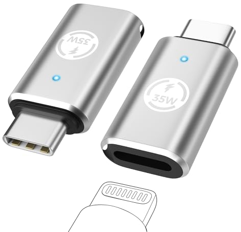 MoKo Lightning Female to USB C Male Adapter 2Pack, NOT for Headphone, Lightning USB C Adaptor for iPhone 15/16 Pro/16 Pro Max/Plus,Galaxy S24,iPad, iPhone to USB C Adapter for Fast Charging, Silver35W