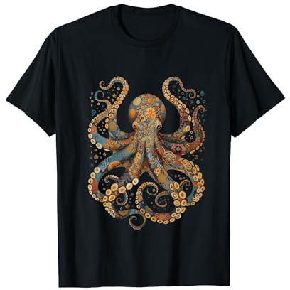 Octopus Floral Vintage Blumen Tintenfisch Kraken Tauchen T-Shirt