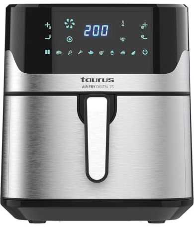 Taurus Freidora de Aire 6,5L AF1600XD 1500W 973983000 Inox, DIGITAL 7S