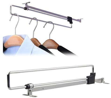 Vueinrg 2 Stück Ausziehbare Kleiderstange Schrank Ausziehbar 25cm Schrankstange Ausziehbar Kleiderschrank Stange Verstellbare Kleiderbügelhalter Teleskop für Schränke und Lagerbereiche (Silber)