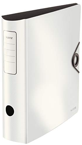 Leitz Qualitäts-Ordner 180° Active Solid, 5er Pack, A4, Breit, Abgerundeter Rücken, 8,2 cm breit, Gummibandverschluss, Leichtes Polyfoam, Plastik-Ordner, Weiß, 10471001