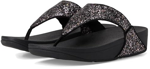 Fitflop Femme Lulu Multi-Tonal Glitter Toe-Post Sandals, Noir, 39 EU