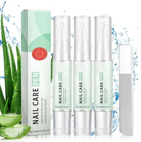 Nail Care Pen Set di 3 Penne per la Cura delle Unghie Idrata e Rinforza le Unghie Mantieni Pulite le Unghie delle Mani e dei Piedi con Aloe Vera, Olio dell'albero del tè, Vitamina E