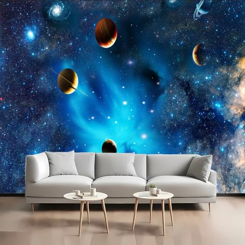 LUPAXA Papier Peint Mural Planète Univers 274x203cm 3D Soie Murale Papier Peint Espace Galaxie Papier Peint Mural Chambre Cuisine Salon Bureau Chambre Bébé Non Auto-Adhésif