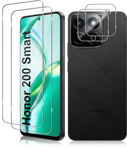 Vanrain Verre Trempé pour Honor 200 Smart, 2+2 Pièces Protection D'écran Film et Caméra Arrière Protecteur, 9H Dureté Film Haute Définition Sans Bulles