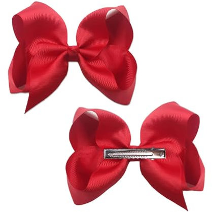 2Pcs Bow Hair Clip,Hair Bows for Women,Big Bow Hairpin Ribbon Clips Hair Pins Ponytail Holder Accessories Barrette for Women Girl Christmas Birthday Gifts,Red