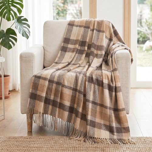 WAMSOFT Wolldecke, kariert, Schottenkaro, 140 x 200 cm, 0,7 kg | Dekorative Überwurfdecken, tragbare Couchdecke für Camping, Reisen, Sofa und Bett