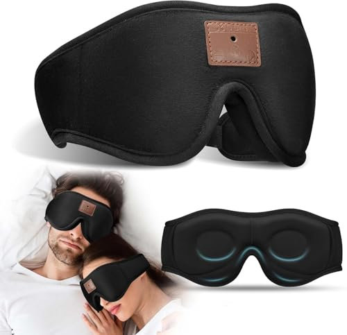 ZRUHIG Bluetooth Sleep Mask for Men and Women, Comfortable Breathable 3D Sleeping Mask with Headphones, 100% Light Blocking Sleeping Mask with Memory Foam for Travel