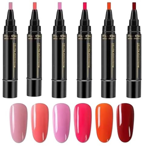 Dtaigou Juego de esmaltes de uñas de gel, bolígrafos de esmalte de uñas de gel | Rotuladores de esmalte de uñas de 6 colores de secado rápido | Ningún equipo ULTRAVIOLETA de la pintura del esmalte de
