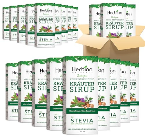 Herbion Naturals Zuckerfreier Sirup mit Stevia, 150 ml | alkoholfrei, glutenfrei (24 Flaschen Sirup)