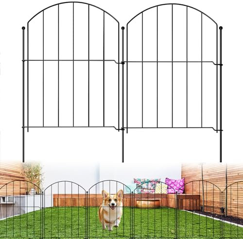 10Pack No Dig Decorative Garden Fence, 320CM(L) x 61CM(H) Metal Wire Border Fencing Panel with 10 Adjustable Stakes, Outdoor Animal Barrier for Small Dogs & Rabbits, Landscape Patio Yard Decor