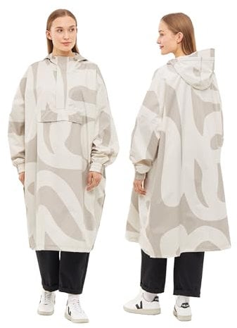 LARKSON Regenponcho Damen Herren Beige Brush - Lykke - Regenmantel für Fahrrad Outdoor Festival - Wassersäule 10000 mm - Regenjacke Wasserdicht mit Verschweißten Nähten