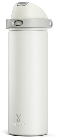 710ml Metal Water Bottle for Sports: Meoky Stainless Steel Water Bottle with 2-in-1 Straw and Spout Lid - Leak Proof, Cold for 24 Hours, Fits in Car Cup Holder, BPA-Free for Travel Gym, Ivory