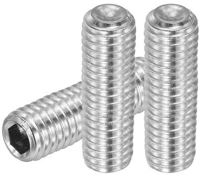 PATIKIL 10 Pcs Hex Socket Grub Screw, M8x30mm Flat Point Grub Bolt 304 Stainless Steel Head Socket Set Screws for Door Handles Light Fixture Repair