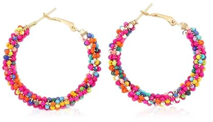 Bunte Perlen Ohrringe,Böhmische Bunte Perlen Ohrringe,ohrringe Bunt Boho,perlen Hängend,für Valentinstag,Partys,Jubiläen,Geburtstage,Abschlussfeiern Verwendet Werden