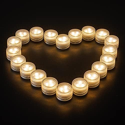 Mini wasserdichte Tauch-LED-Teelichter Kerzen Kleine warmweiße batteriebetriebene Unterwasser-Puck-Lichter für Hochzeiten, Pools, Vasen und festliche Dekoration (Fernbedienung nicht enthalten)