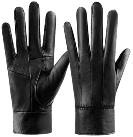 TYXHXTF DAVBNM Damen Leder Handschuhe Touchscreen Lederhandschuhe Damen Winter Echtes Lammleder und mit Kaschmir Wolle Gefütterte Warme Winter Autofahren Handschuhe