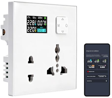 DewinLVD Enchufe doble WIFI, enchufe doble empotrado, aplicación Tuya, encendido y apagado planificado, corriente de voltaje, medición de energía, enchufe inteligente de pared AC 85-290 V 16 A