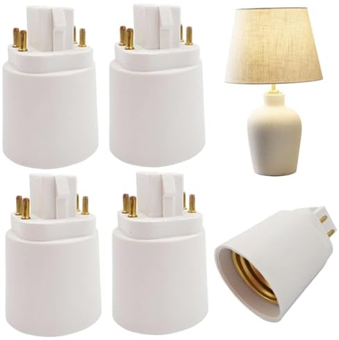Wilafury 4Pcs Touch Lamp Adapter, Heat-Resistant 4 Pin LED Light Bulb Adapter Screw-Based GX24Q Light Bulb Converter Socket