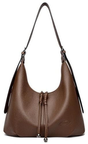 PARAURORA Vintage Schultertasche Damen, Veganem Leder Tote Tasche Hobo Bag, Umhängetasche für Arbeit Schule Shopper Lässige