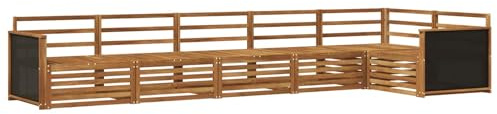 vidaXL Outdoor-Sofagarnitur 6 pcs Natur 406 x 168,5 x 73 cm, Patio-Sofa, langlebige Gartensitzmöbel, modernes Lounge-Set für Komfort im Freien