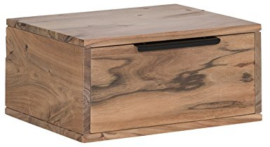 Woodkings® Wandregal Auckland 40x30cm, Regal mit Schublade, passend zum TV Lowboard Auckland, Akazie, Holzmöbel, Wohnwand Modul, Holzregal, Hängeregal, Wandboard, Deko Regal