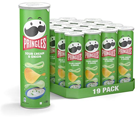 Pringles Sour Cream & Onion (19 x 165 g) – der unwiderstehliche Snack-Klassiker in der praktischen Dose – knackige Chips mit Sour Cream- und Zwiebel-Geschmack – Pop. Play. Eat.
