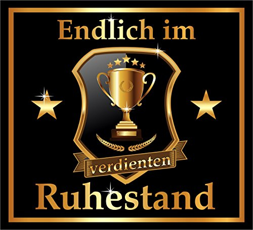 RAHMENLOS 3 St. Aufkleber Original Design: Selbstklebendes Flaschen-Etikett zum verdienten Ruhestand