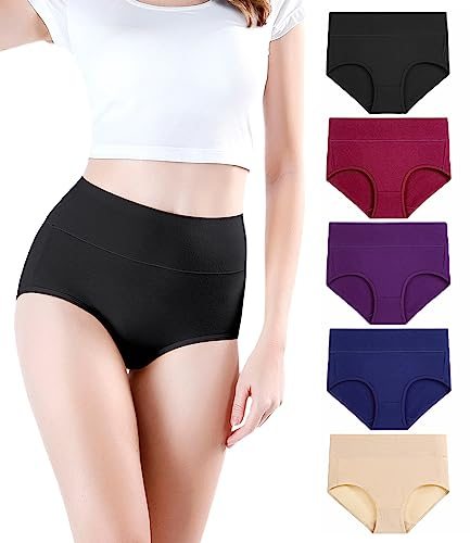 wirarpa Culottes Gainante Femmes Coton Taille Haute Slips, Multicolore04-lot de 5, 58,3XL