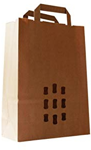 Papiertragetaschen Natur braun mit Flachhenkel innen & Sichtfenster, 90 g/qm, 22 + 10 x 30 cm (200 Stück)